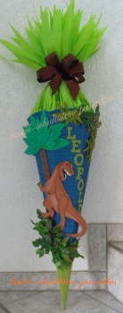 Schultüten Bastelset Dino Rex blau mit Blättern