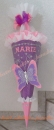 Schultüten Bastelset Schmetterling 2 lila-rosa-weiß mit Glitzer-Herzchenkette und Glitzer-Rohling