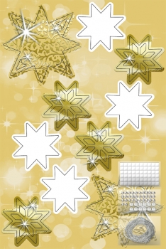 Sternen-Girlande gold 12 Stück gestanzt mit Bastelanleitung von URSUS®