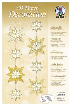 Sternen-Girlande gold 12 Stück gestanzt mit Bastelanleitung von URSUS®