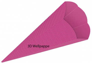 Schultüten Bastelset Einhorn2 mit Schleifenband-Rüsche pink-rosa-weiß