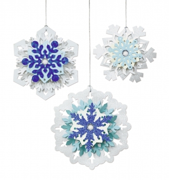 Bastelset für 6 Schneekristalle  "Paper Snowfkaes" rot silber von URSUS®