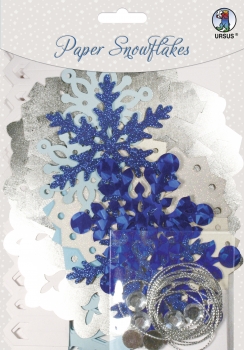 Bastelset für 6 Schneekristalle  "Paper Snowfkaes" rot silber von URSUS®