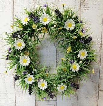 Dekoration  Bastelmaterial Lavendel-Margeriten-Kranz