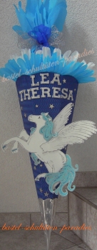 Schultüten Bastelset Pegasus / Einhorn blau-weiß mit Sternen