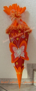 Schultüten Bastelset Schmetterling 2 rot-orange mit Schleifebandrüsche