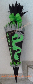Schultüten Bastelset Japanischer Drachen schwarz-hellgrün
