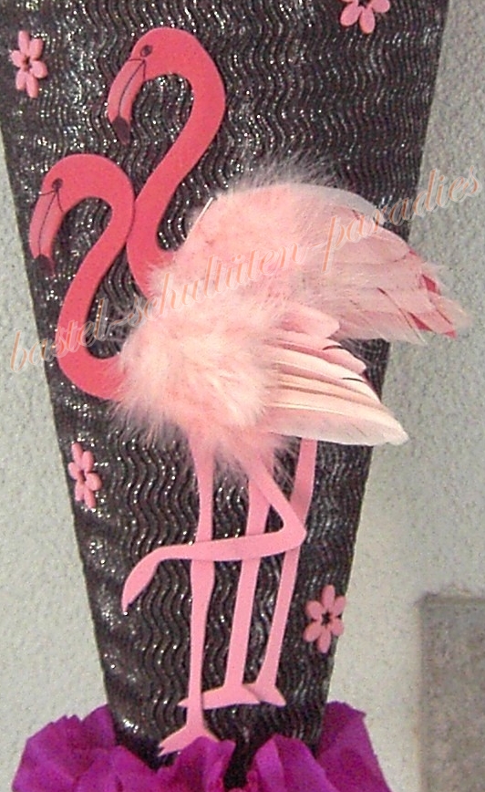 Bastelset Schultüte Flamingo mittelblau rosa pink Zuckertüte 