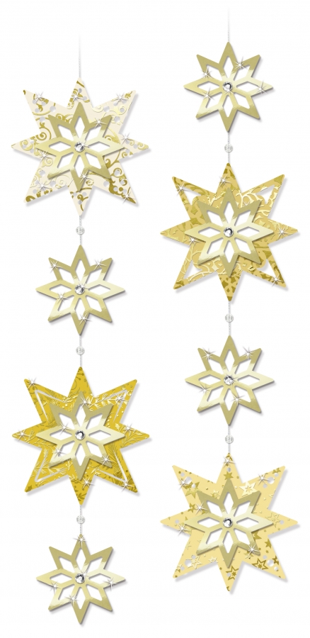 Sternen-Girlande gold 12 Stück gestanzt mit Bastelanleitung von URSUS®
