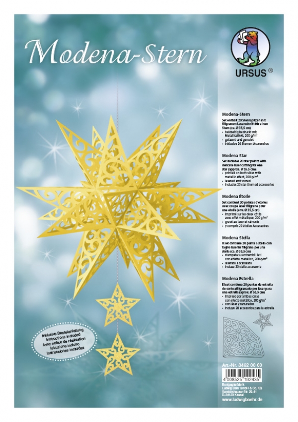 Bastelset für Modena-Stern "Stars" gold