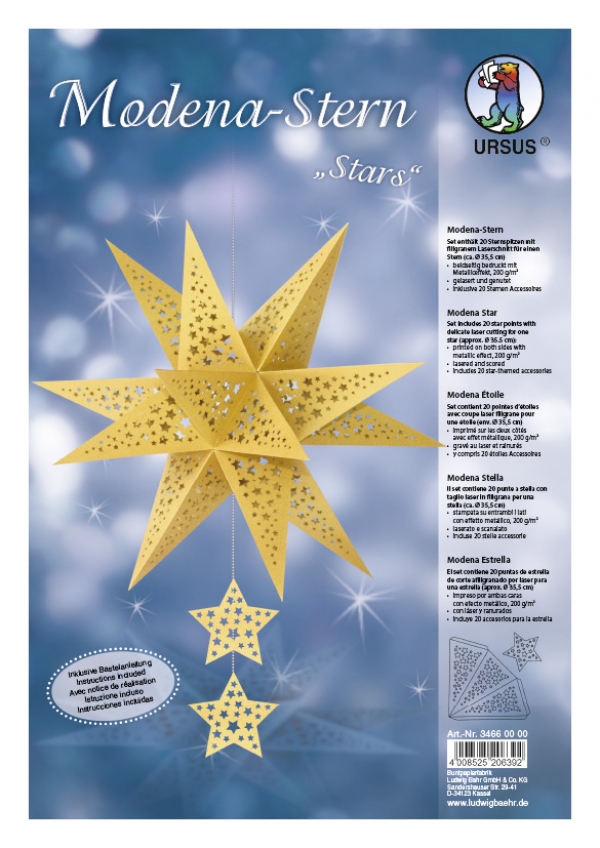 Bastelset für Modena-Stern "Stars" gold