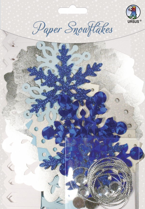 Bastelset für 6 Schneekristalle  "Paper Snowfkaes" rot silber von URSUS®