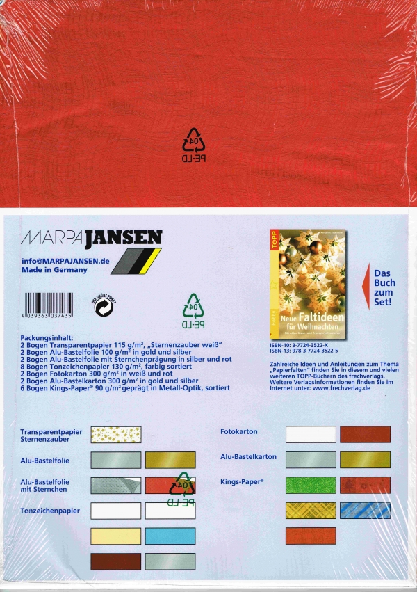 Faltpapier Set  "Neue Faltideen für Weihnachten" von MarpaJansen