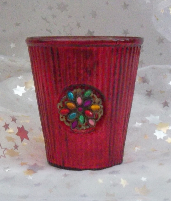 Teelichtglas rot