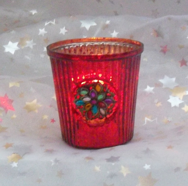 Teelichtglas rot