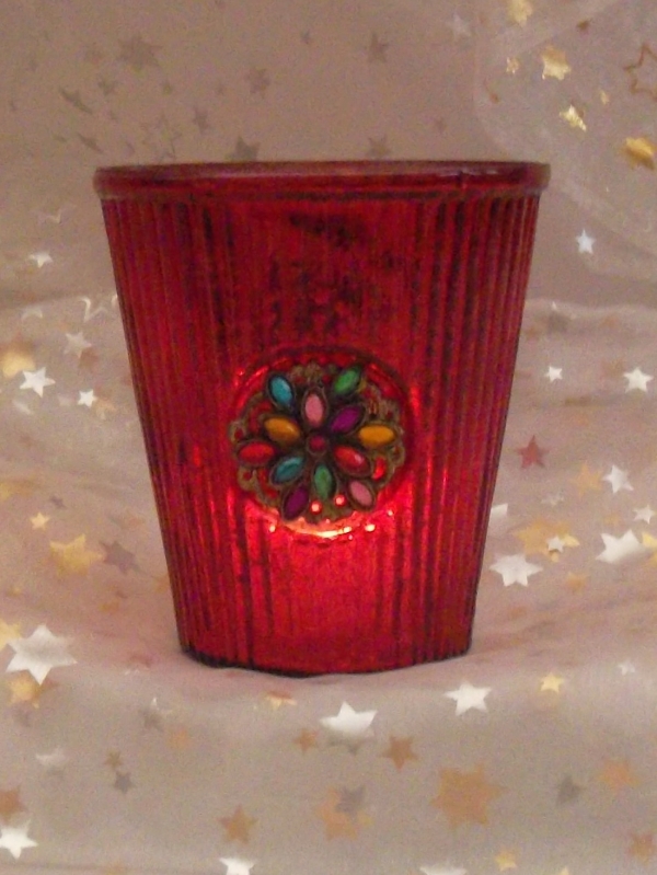 Teelichtglas rot