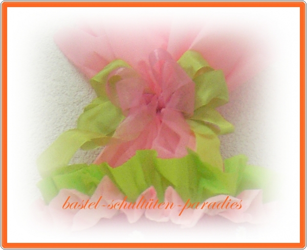 Schultütenschleife hellgrün-rosa