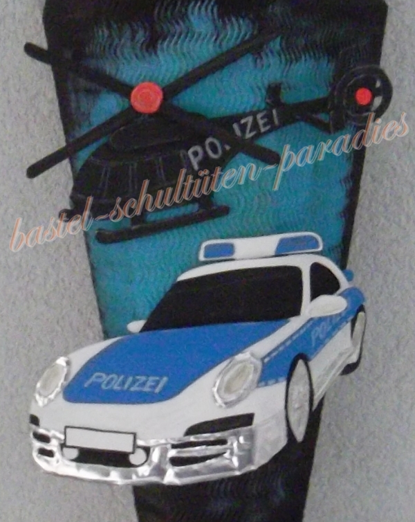 Bastelanleitung Polizeiauto mit Hubschrauber (nur Motiv)