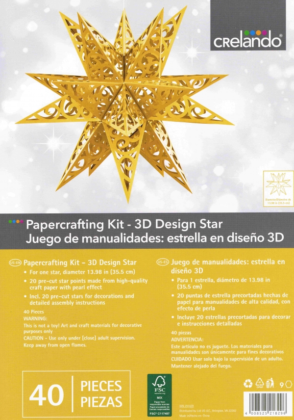 Bastelset für Modena-Stern "Stars" gold