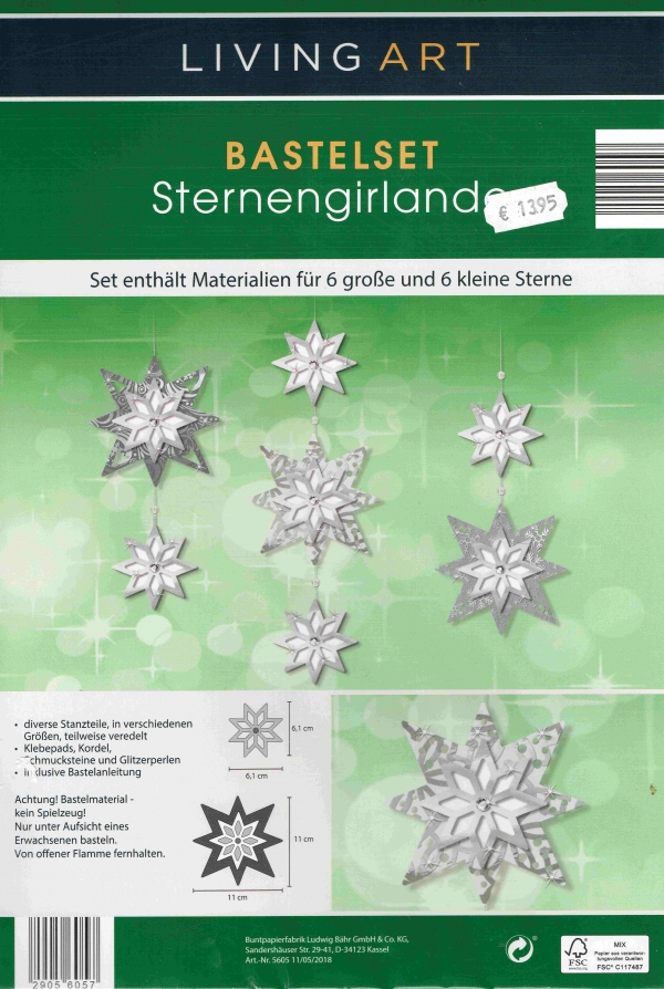 Sternen-Girlande gestanzt mit Bastelanleitung von URSUS®