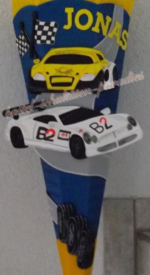 Bastelanleitung Tourenwagen weiß-gelb (nur Motiv)